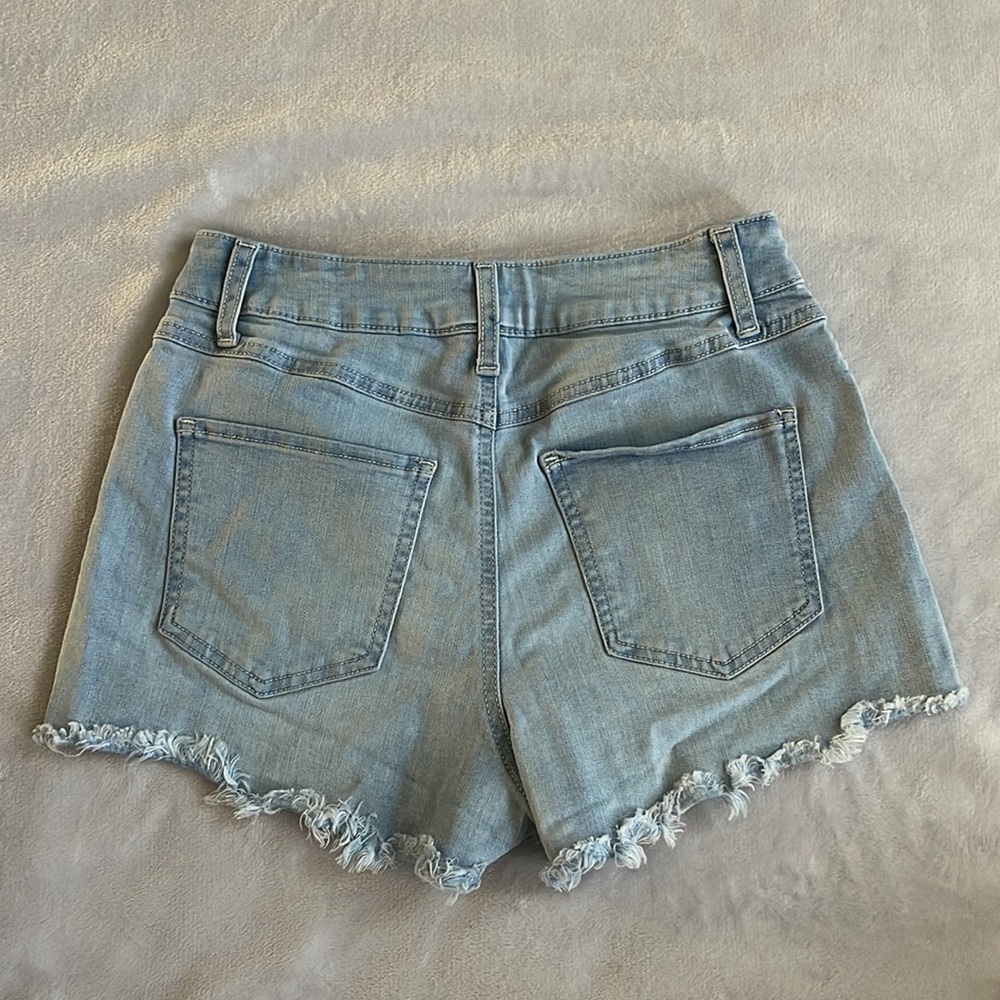 Rewash light wash super high rise peace love eco jean shorts size 5 size 27 - Picture 5 of 10